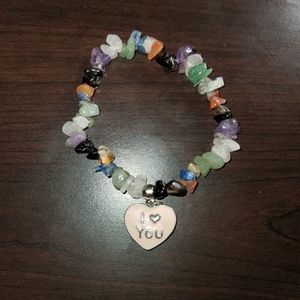 I  Love You Heart Charm Bracelet With Stones
